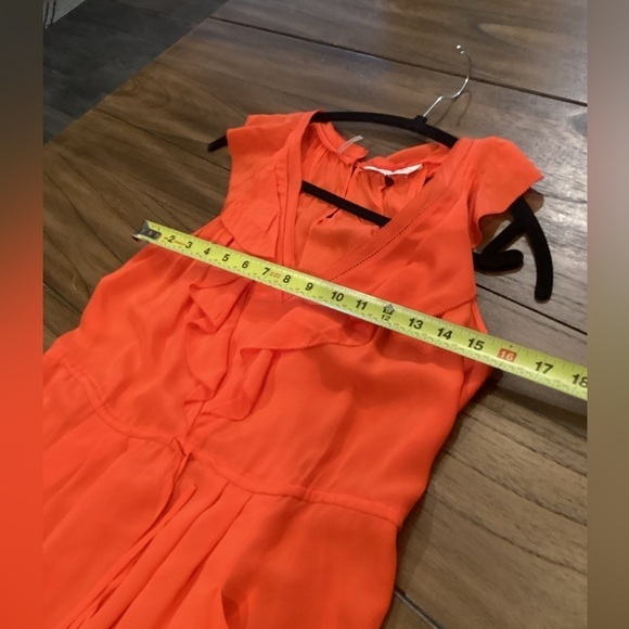 Rebecca Taylor neon orange silk Oh What A Night dress with pockets size 4 - Picture 7 of 10